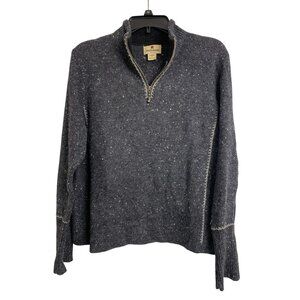 Woolrich Onyx Heather Wool Ramie Quarter Zip Lightweight Sweater Size L‎